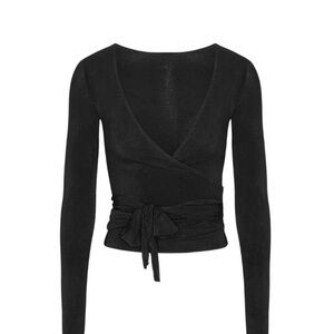 Black Ballet Wrap Blouse